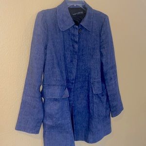 Zara Woman Long Denim Look Jacket Sz M